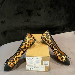 Leopard Calf Hair Captoe Ballet Flats